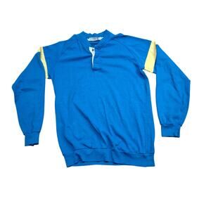 Vintage Sundays Blue Long Sleeve Henley Shirt Mens Large